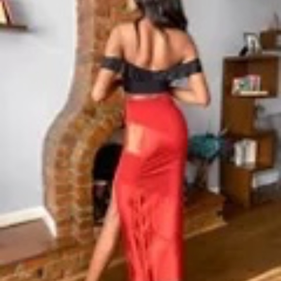 ASOS Design Tall Maxi Skirt with Thigh Split in Rust - Picture 4 of 4